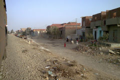 Buildings on the edge of the railway line between Al Faiyum and Al Wasta in Egypt.