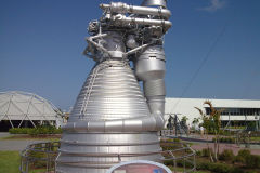 A Saturn V rocket engine at Kennedy Space Center, Florida, USA