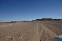 Sahara desert landscape between Zagora and Merzouga in Morocco