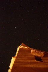 Stars on top of the roof on Kasbah Draa near Mhamid, Morocco