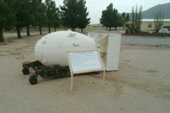 Fat man atomic bomb casing at the White Sands Missile Range, New Mexico, USA