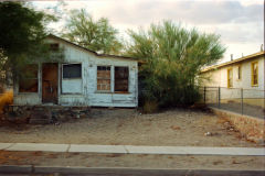 Old buildings in a village in the Sonora Desert in Arizona, USA