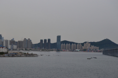 View from the bridge in direction of the city center in Dalian, China