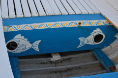Nice boat decorations in Aci Trezza, Sicily, Italy