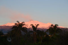 Mount Etna during sunrise as seen from our terrace in our house in Sicily, Italy