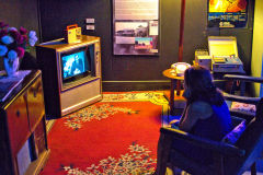 Watching TV at Carnarvon Space and Technology Museum, Carnarvon, Western Australia