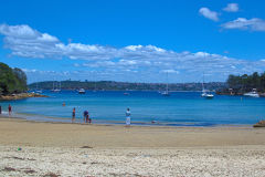 Beach scene at Collins Flat Beach in Sydney, Australia