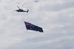 Helicopter and Australian flag at Australia Day 2020 in Sydney