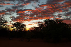 Sunset at Porcupine camp site near Kamanjab in Namibia