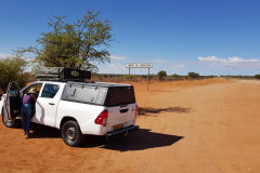 Tropic of Capricorn and Car between Windhoek and Keetmanshoop in Namibia