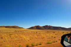 Driving through the Namib Desert in Namibia