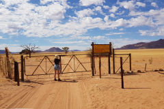Farm entrance in the Namib Desert in Namibia