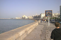 Waterfront to the Mediterranean Sea in Alexandria, Egypt.