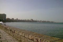 Waterfront to the Mediterranean Sea in Alexandria, Egypt.