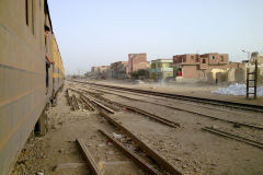 Landscape at the edge of the railway line between Al Faiyum and Al Wasta in Egypt.