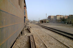 Landscape at the edge of the railway line between Al Faiyum and Al Wasta in Egypt.