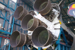 Rocket engines of a Saturn 5 at Kennedy Space Center, Florida, USA