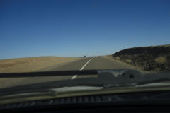 Sahara desert landscape between Zagora and Merzouga in Morocco