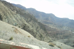 Atlas mountain landscape on the bus tour between Ouarzazate and Marrakech, Morocco