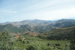 Atlas mountain landscape on the bus tour between Ouarzazate and Marrakech, Morocco