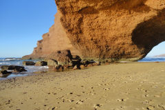 Rock arches at Legzira beach near Sidi Ifni, Morocco