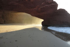 The second rock arch before collapse at Legzira beach near Sidi Ifni, Morocco