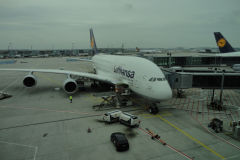 Lufthansa A380 from Frankfurt to San Francisco in San Francisco, Airport, USA