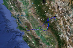 Route through Yosemite, California, USA