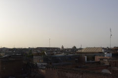 Scene over the roofs in Marrakech, Morocco