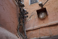 Electrical connections inside the Medina in Marrakech, Morocco