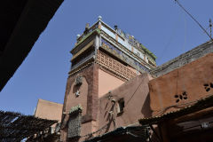 Narrow alleys scene inside the Medina in Marrakech, Morocco