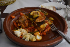In a restaurant in Sidi Ifni near Legzira, Morocco