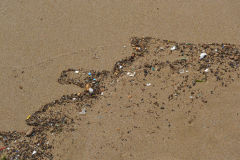 Plastic at the beach of Legzira near Sidi Ifni, Morocco