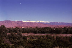 Snow on the Atlas Mountains seen from east, Morocco