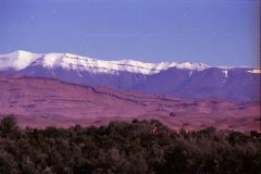 Snow on the Atlas Mountains seen from east, Morocco