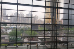 View to the outside from the main train station in Shanghai, China