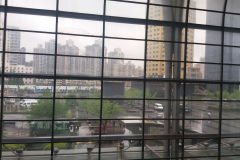 View to the outside from the main train station in Shanghai, China