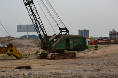 Old crane for construction work in Dalian, China