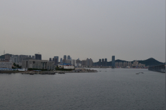View from the bridge in direction of the city center in Dalian, China