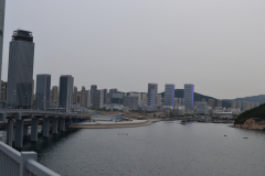 View from the bridge in direction of the new city district in Dalian, China