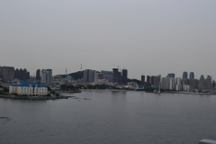 View from the bridge in direction of the city in Dalian, China