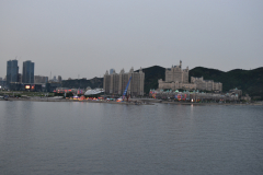 View from the bridge in direction of the city in Dalian, China