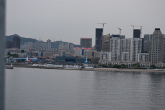 View from the bridge in direction of the city in Dalian, China