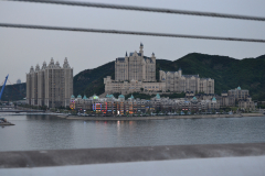 View from the bridge in direction of the city in Dalian, China