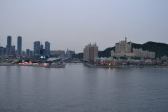 View from the bridge in direction of the city in Dalian, China