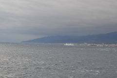 Sicily seen from the ferry, Italy