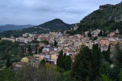 View of Taormina from the Ancient Greek Theatre, Sicily, Italy