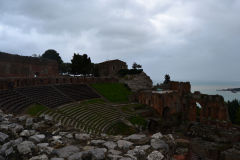 Views of the Ancient Greek Theatre in Taormina, Sicily, Italy