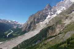 Mont Blanc massive as seen from the cable car in Italy