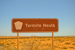 Shooted Termite Nests sign in Western Australia